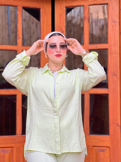 Two-Piece Linen Suit Cream Lime