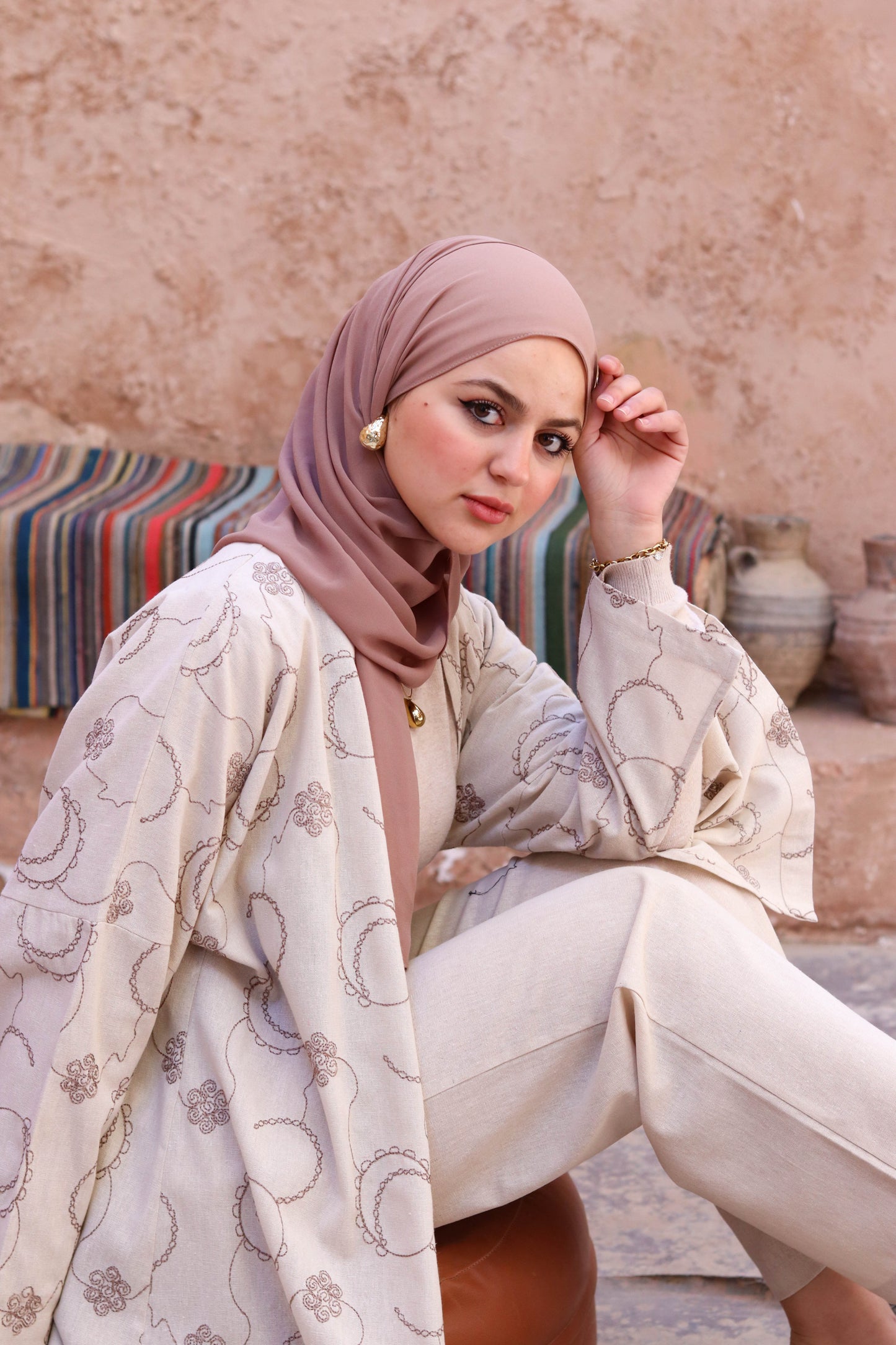 linen embroidered kimono